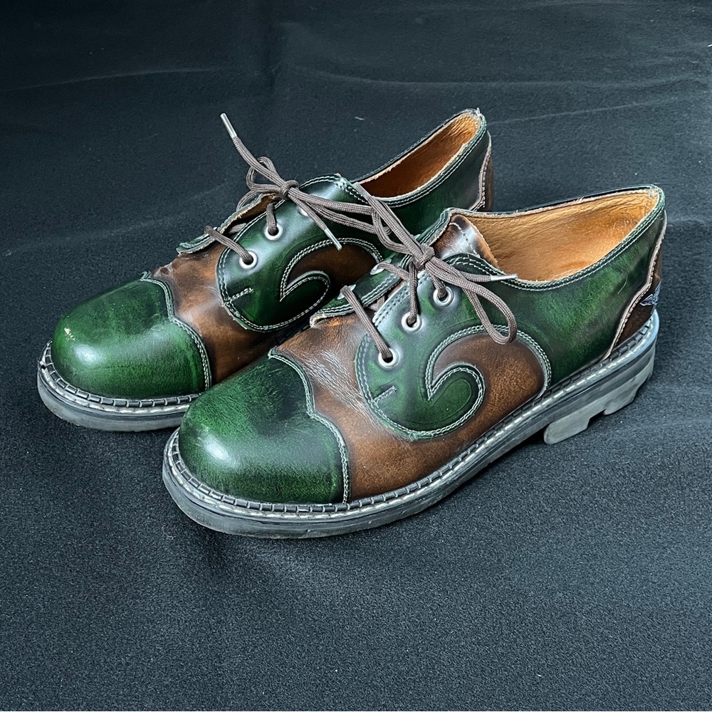 John Fluevog Gibson Swirl Angels Green/Brown 9M/11W